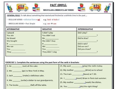 Past Simple Regular Irregular Verbs Affirmative Interrogative