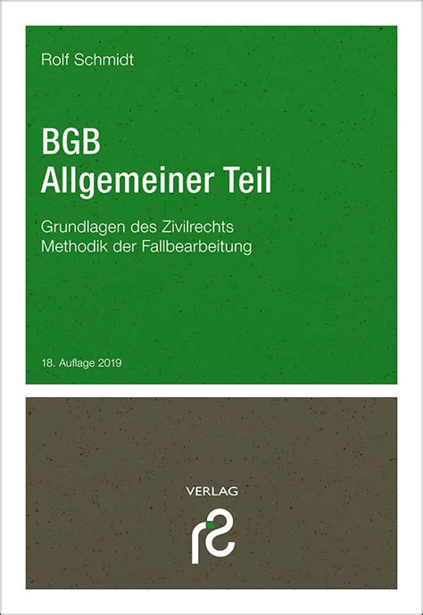 BGB Allgemeiner Teil 18 Auflage 2019