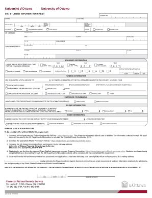 Fillable Online U S STUDENT INFORMATION SHEET AIDE 3241 U S STUDENT