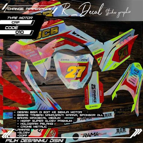 010 Decal Crf Bahan Full Hologram Kombinasi Bahan Stabilo Dan Gold