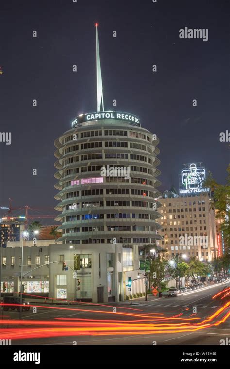 Image Of The Landmark Capitol Records Building In Hollywood Shown At