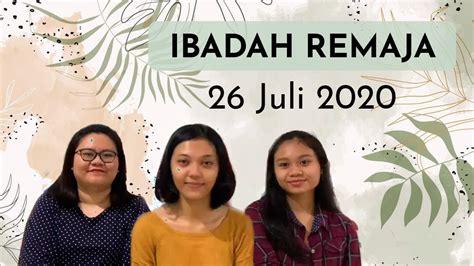 Ibadah Remaja 26 Juli 2020 Gkjw Rungkut Youtube