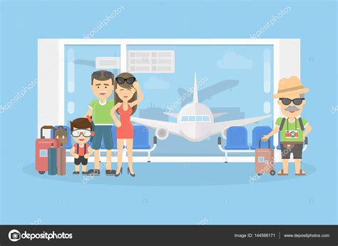 Familia En El Aeropuerto Vector De Stock Inspiring Vector Gmail