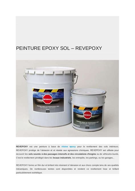 EPOXY SOL Description EPOXY SOL Est Une Peinture