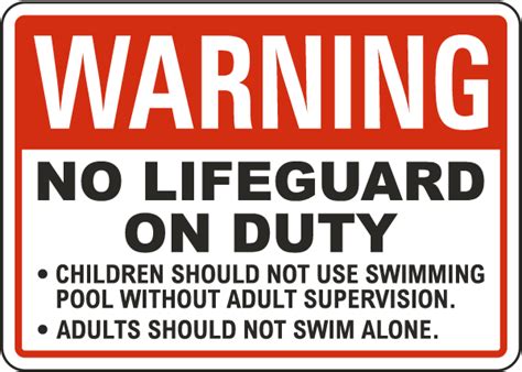 Warning No Lifeguard On Duty Sign Shop Now With Discount