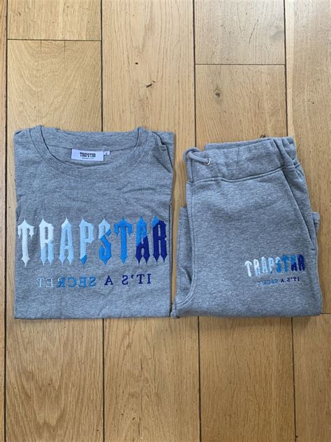 Trapstar Chenille Decoded Short Set Grey Ice Blue Small Same Day