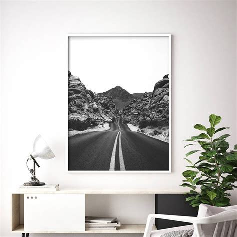 Black and White Photography Open Road Print Scandinavian | Etsy