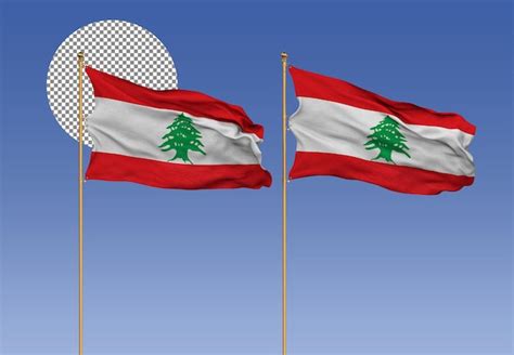 Premium Psd Lebanon Wavy Flags With Pole D Rendering