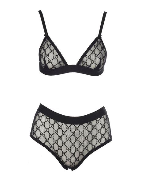 Gucci Gg Monogram Lingerie Set In Black Lyst