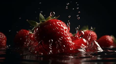 Premium Photo Strawberry Falling Into The Water With Splash On A