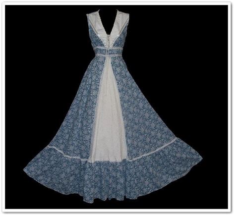 Vintage S Gunne Sax Blue White Floral Corset Sun Dress S Etsy