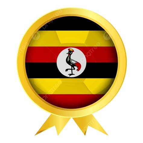 Uganda Flag In Golden Badge New Uganda Flag Uganda Flag Waving Png