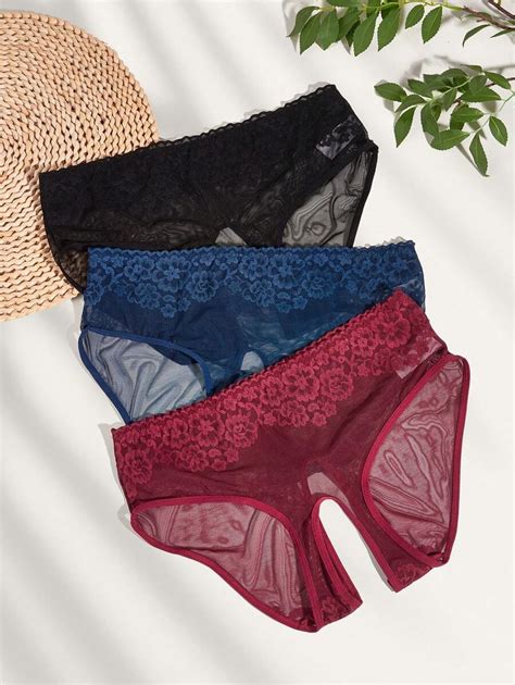 Classic Sexy 3pcs Pack Womens Underwear With Embroidery Lingerie