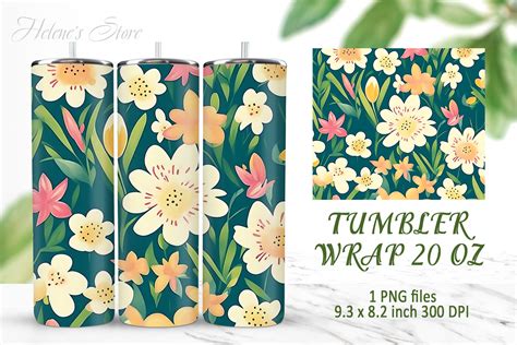 Floral Pattern Tumbler 20oz Sublimation Graphic By Helenes Store · Creative Fabrica