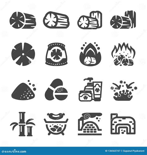 Charcoal Icon Set Stock Vector Illustration Of Burn 136563747