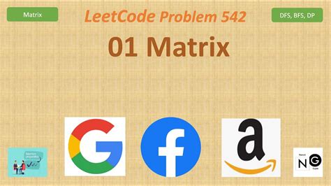 01 Matrix Leetcode 542 DFS BFS DP Google Uber Amazon YouTube