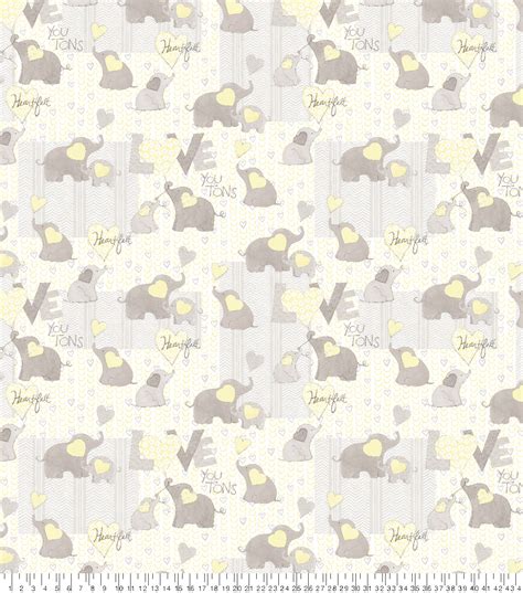 Nursery Flannel Fabric Love Words Elephant Joann