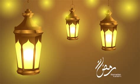 Premium Vector Golden Realistic Fanous Arabic Lantern Lamp For Ramadan