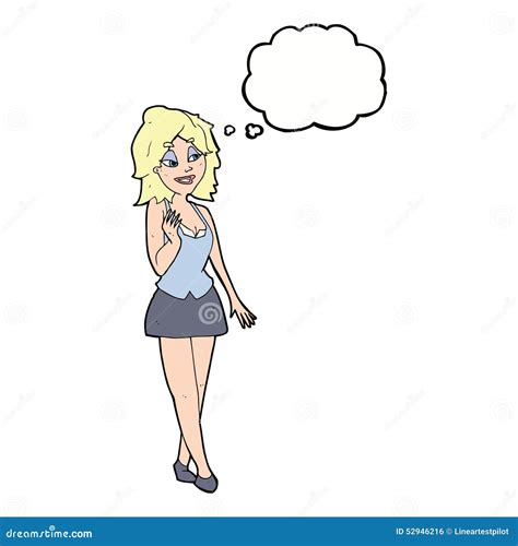 Cartoon Attractive Office Woman With Thought Bubble Stock Illustration