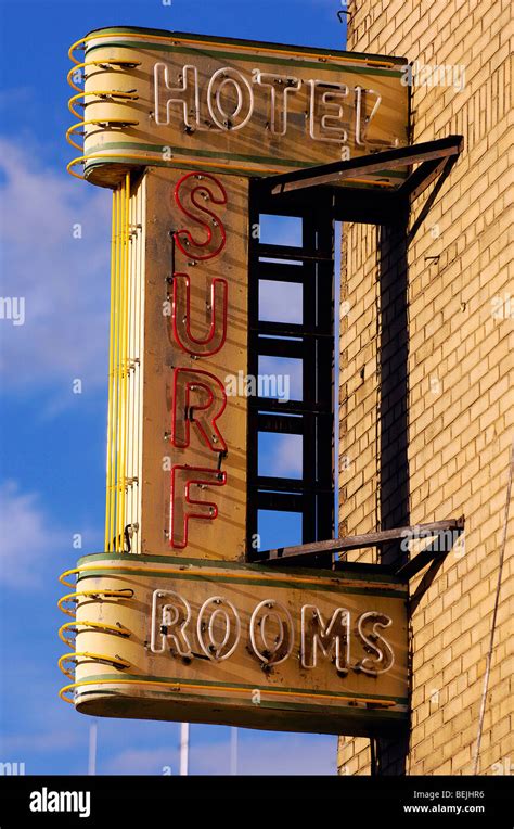 The art deco sign on the wall of the now derelict Surf Motel in Coney ...