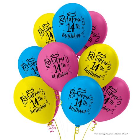 Colorful 14th Birthday Balloon Decorations Pack