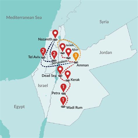 Tourist Map Of Israel And Jordan