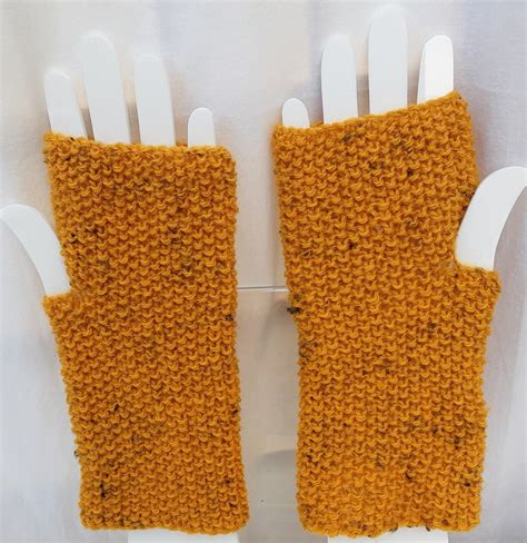 Yellow Fingerless Gloves Knitted In Wool Etsy