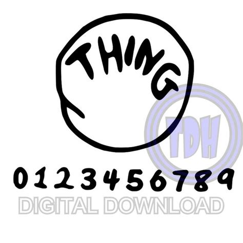 Dr Seuss Thing 1 Digital Download With All Numbers Svg Dxf Eps