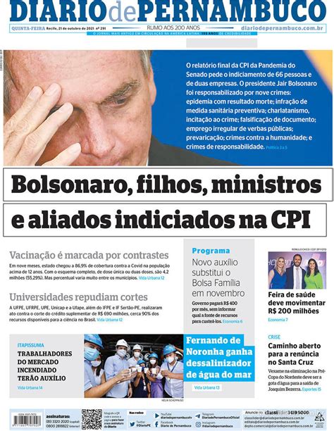 Capa Diario De Pernambuco Quinta De Outubro De