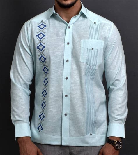 Guayabera Verde Menta Bordado Punto Cruz Guayaberas Orellana