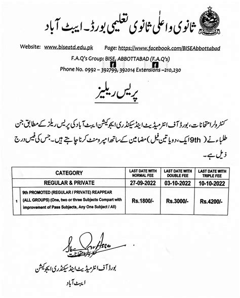 9th Class Private Admission Form 2023 Lahore Board Printable Forms Free Online