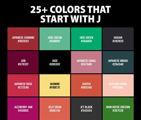 25 Colors That Start With J Names And Color Codes Creativebooster