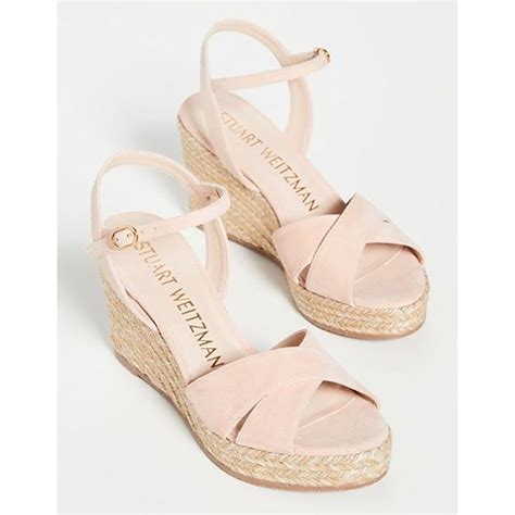 Stuart Weitzman Rosemarie Espadrille Wedges Blush Pink Suede Size