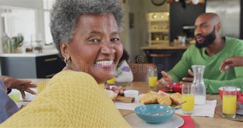 Video Of Happy African American Grandmother Turning And Smiling At