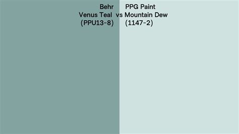 Behr Venus Teal Ppu Vs Ppg Paint Mountain Dew Side By