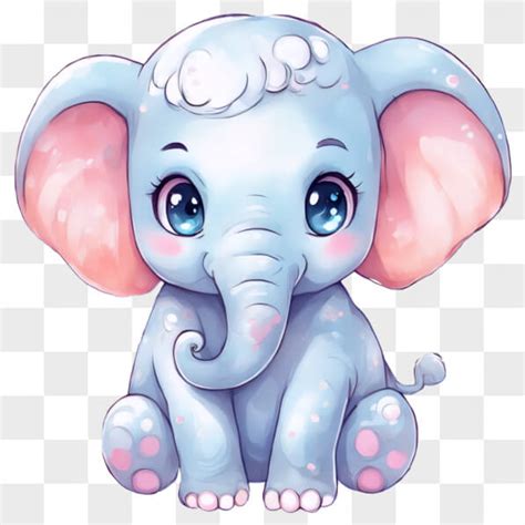 Download Kawaii Cartoon Elephant On Black Background Online Creative