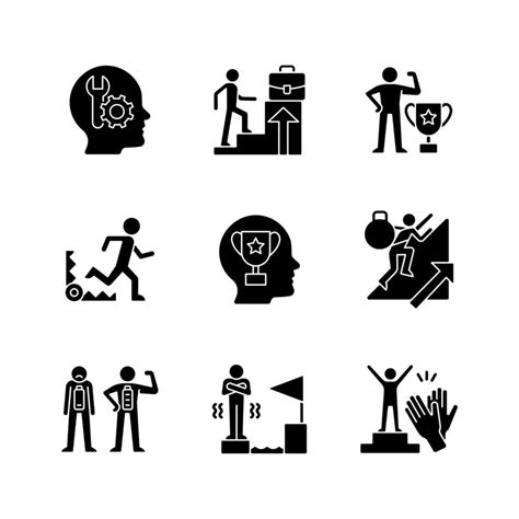 Strong Motivation Black Glyph Icons Set On White Space 3762581 Vector