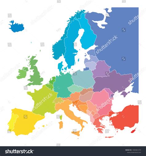 Map Europe Colors Rainbow Spectrum European Stock Vector (Royalty Free ...