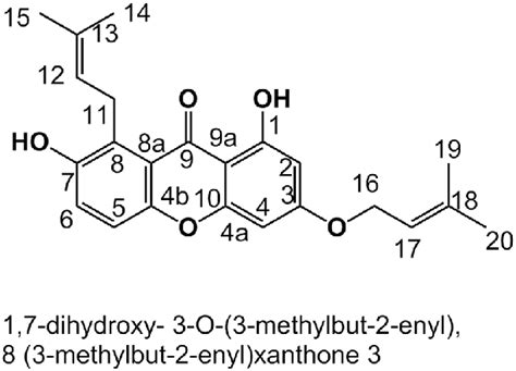 Structure of the new xanthone isolated from the UDN propolis sample ...