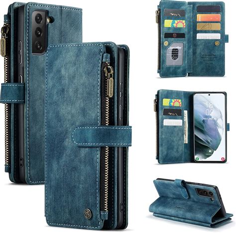 UEEBAI Wallet Case For Samsung Galaxy S21 5G Premium Handmade PU