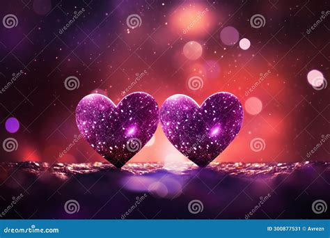 Romantic Hearts Dance On Vibrant Purple Canvas Generative Ai Stock