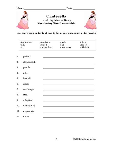 Grade 2 Cinderella Comprehension Worksheet