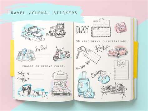 Travel journal stickers pack Printable travel stickers bundle | Etsy