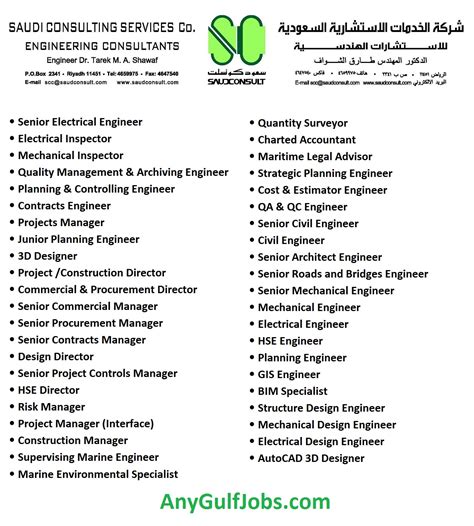 Saudi Consulting Services Saud Consult Job Vacancies In Riyadh Saudi