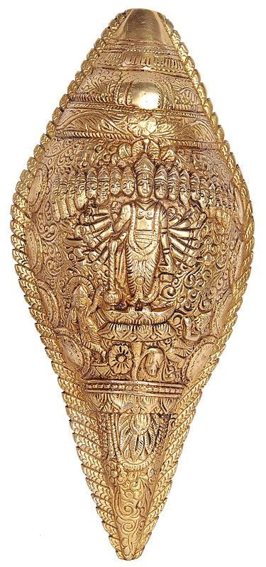 9 Vishvarupa Vishnu Conch Wall Hanging In Brass Handmade Made In India Exotic India Art