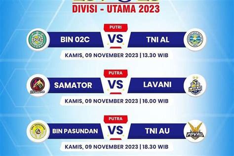 Jadwal Voli Livoli Divisi Utama Putra Putri Hari Ini November