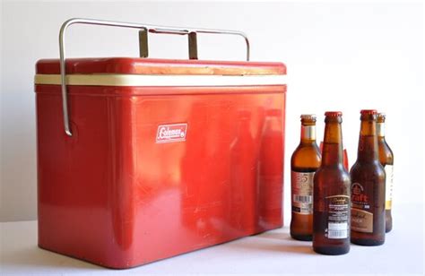 Vintage Red Metal Coleman Cooler by thelittlebiker on Etsy