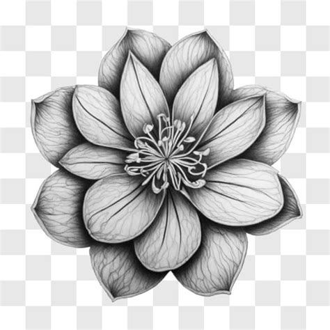 Descarga Dibujo de Flor en Blanco y Negro Bocetos En Línea Creative