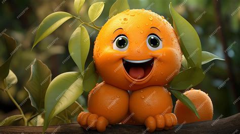 Premium Photo | Orange fruit animated character in happy mode 3d image