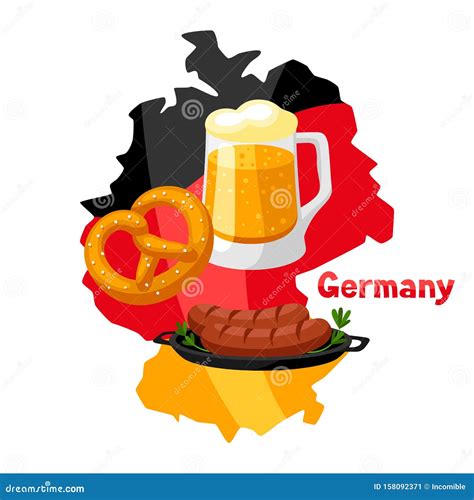 Illustration Of German Food On Map Of Germany Stock Vector